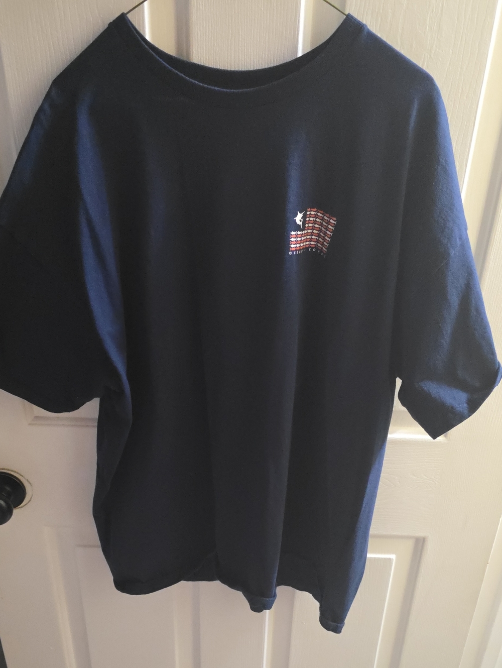 Men's Navy Short Sleeve Tee with Flag Embroidery